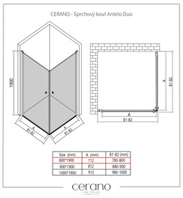 CERANO - Sprchovací kút Antelo Duo L/P - chróm, transparentné sklo - 110x70 cm - krídlový, CER-CER-8050BD152