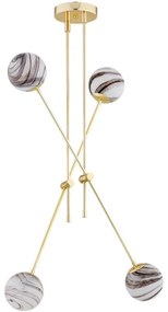 Argon 1840 - Luster na tyči ABSOS 4xE14/7W/230V alabaster zlatá