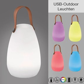 Bielo-hnedá LED stolová lampa (výška 26 cm) Ruby – Fischer &amp; Honsel