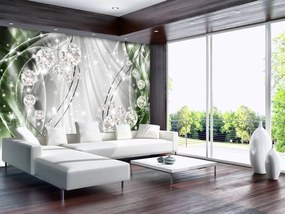 Fototapeta - Abstraktné, diamanty, striebro a smaragd (254x184 cm)
