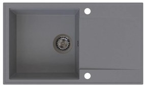 Sink Quality Sink55, kuchynský granitový drez 780x460x215 mm + grafitový sifón, šedá, SKQ-SINK.D.1KDOL.XB