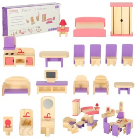 KIK Nábytok do domčeka pre bábiky drevený fialový