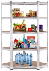 Rohový úložný regál 180x90x40 cm, 5 políc, nosnosť 875 kg, ModernHome