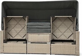 Sivý ratanový nábytok so slnečnou clonou - modulárny