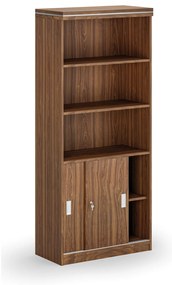 Kombinovaná kancelárska skriňa ARRISTO LUX, zasúvacie dvere, 800 x 400 x 1836 mm, orech