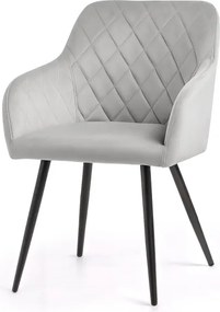 Sada šiestich jedálenských stoličiek VELTO zamatové, sivé / čierne nohy (6 ks)