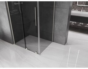 Mexen Velar L, sprchový kút s posuvnými dverami 90 x 80 cm, 8mm šedé sklo, brúsená oceľ, 871-090-080-43-97