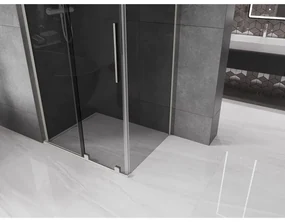Mexen Velar L, sprchový kút s posuvnými dverami 90 x 80 cm, 8mm šedé sklo, brúsená oceľ, 871-090-080-43-97