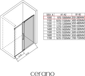 CERANO - Sprchové posuvné dvere Lantono L/P - 8 mm - Soft-Close - čierna matná, grafitové sklo - 100x195, CER-8050BD7235