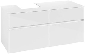 VILLEROY &amp; BOCH Collaro závesná skrinka pod umývadlo na dosku (umývadlo vľavo), 4 zásuvky, 1200 x 500 x 548 mm, Glossy White, C09800DH