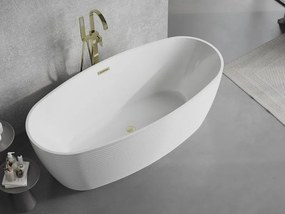 Mexen Lira, voľne stojaca vaňa, vzor, 170 × 80 cm, biela lesklá, zlatý matný prepad, 52831708000-55