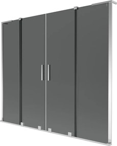 Mexen Velar L Duo, 2-krídlová posuvná vaňová zástena 170 x 150 cm, 8mm šedé sklo, chrómová, 896-170-003-42-01