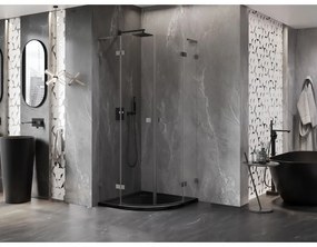 Mexen Lunar, L výklopný polkruhový sprchový kút 100 x 100 cm, 8mm číre sklo, profil grafit brúsený, 833L-100L-100P-66-00
