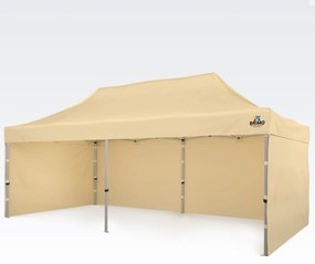 BRIMO Nožnicový párty stan EXCLUSIVE ALU 3x6 m s 3 stenami béžový