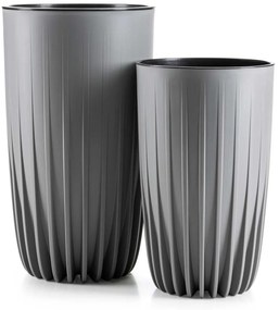 PLASTOVÝ KVETINÁČ STRIPPED 25X42 CM SIVÁ