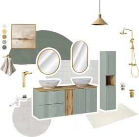 Comad Kúpeľňová skrinka s doskovými umývadlami set Line Reed Green 120 zelená/dub coast evoke