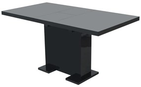 Rozkladací jedálenský stôl, vysoko lesklý, čierny
