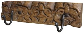 Hnedý antik vešiak z recyklovaného dreva s háčikmi Grimaud - 43*13*10 cm