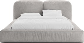 Svetlosivá čalúnená dvojlôžková posteľ s úložným priestorom s roštom 200x200 cm Martina – Micadoni