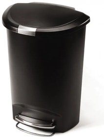 Pologuľatý pedálový kôš 50 l čierny plast, čierna