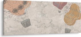 Obraz - Balóny nad mestom, teplé tóny (120x50 cm)