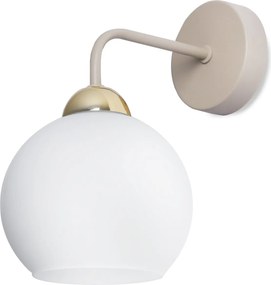 Nástenné svietidlo Eliza, 1x biele sklenené tienidlo, g/be