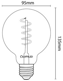 Dekoratívna LED žiarovka E27 G95 6W = 50W 420lm 2200K Teplé 360° vlákno LUMILED GLOBE Smokey