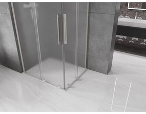 Mexen Velar L Duo, sprchový kút s posuvnými dverami 90 x 80 cm, 8mm sklo námraza, brúsená oceľ, 871-090-080-02-33-97