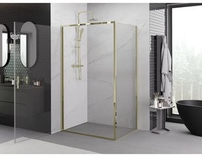 Mexen Exo, výklopný sprchový kút 90 x 95 cm, číre sklo, zlatá, 817-090-095-50-00