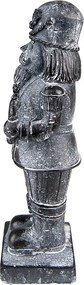Šedá antik dekorácia Luskáčik s venčekom - 9*6*21 cm