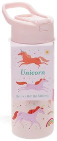 Svetloružová detská fľaša z nehrdzavejúcej ocele 500 ml Unicorn – Rex London