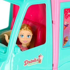 Hračka pre bábiky KIK 2v1 Karavan a Food Truck so zmrzlinou, 21-dielna sada