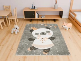 Detský koberec Lima C883A Panda sivý / krémový / ružový