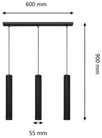 LED Luster na lanku TUBA 3xGU10/4,8W/230V čierna