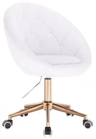 LuxuryForm DESIGN Kreslo VERA na zlatej podstave s kolieskami - biele