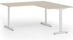 Kancelársky stôl PRIMO BETA L, 160x180 cm, biela podnož, breza