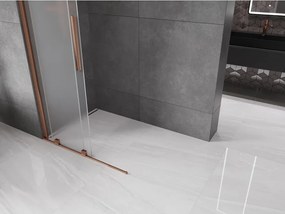 Mexen Velar, sprchová zástena s posuvnými dverami Walk-in 120 x 200 cm, 8mm sklo námraza, ružové zlato, 871-120-000-33-60