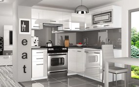 Kuchynská linka Belini 360 cm biely lesk s pracovnou doskou Lidia  INF LIDIA/5/WT/W/0/F