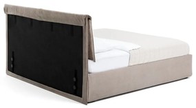 Čalúnená dvojlôžková posteľ taupe s úložným priestorom s matracom/s roštom 180x200 cm Thessa Pillow – Bonami Selection