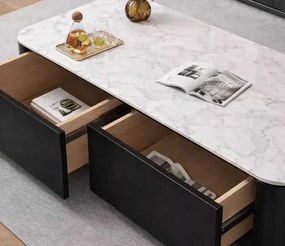 LuxuryForm DESIGN Konferenčný stolík ASTON 120 × 60 × 36 cm – čierny s bielou doskou