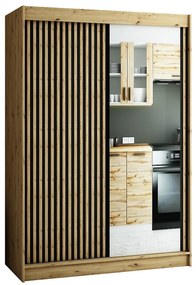 Skriňa Lamelo 2 150 Dub Artisan/čierna/Zrkadlo