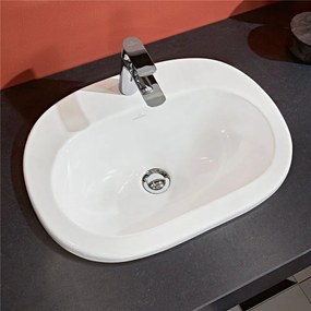 VILLEROY &amp; BOCH O.novo zápustné umývadlo s otvorom, s prepadom, 560 x 405 mm, biela alpská, s povrchom CeramicPlus, 416156R1