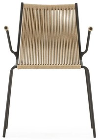 Béžové kovové jedálenské stoličky v súprave s podrúčkami/stohovateľné 2 ks Emily – Marckeric