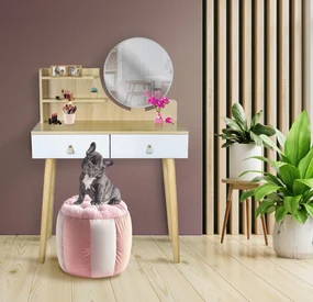 Dekorstudio Toaletný stolík so zrkadlom - SCANDI biely+svetlý buk
