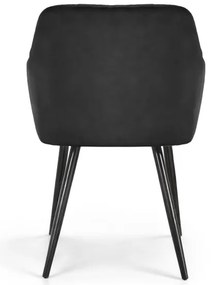 Sada dvoch jedálenských stoličiek VELTO zamatové, čierne / čierne nohy (2 ks)