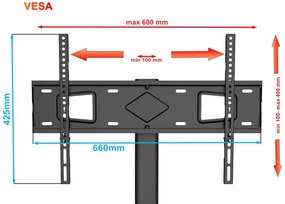 JAKS PODLAHOVÝ STOJAN NA TELEVÍZOR, 26"-65" 40KG KLA20