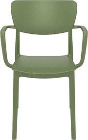LISA záhradná stolička s podrúčkami olive green