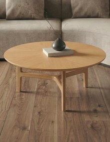 Mazzoni BELLUNO Prírodný jaseň - DREVENÝ KONFERENČNÝ STOLÍK Ø65 cm OKRÚHLY MODERN CLASSIC