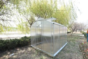 Skleník so základňou BestBerg BBGH‑806S / 4,8 m² / 252 × 190 × 194 cm / strieborná