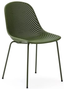 Tmavozelená kovová záhradná stolička Quinby – Kave Home